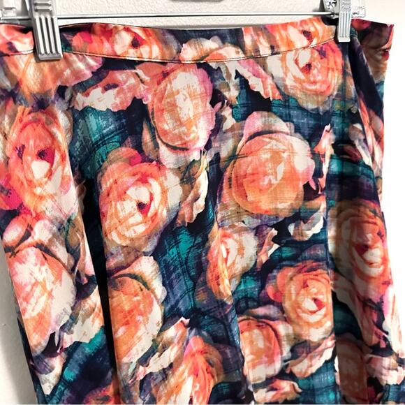 Decree Floral Flowy Long Ankle Length Maxi Skirt Peach Blue Women Large - Picture 4 of 6